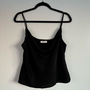 Aritzia Babaton black satin cowl-neck camisole, size L